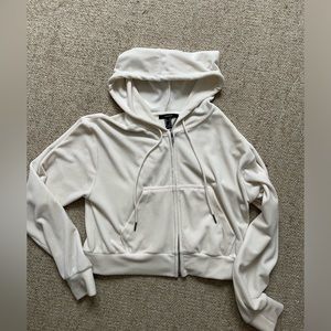 forever 21 velvet cream colored zip up